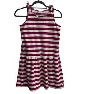 Hanna Andersson Size 150 12 Purple White Striped Terrycloth Dress